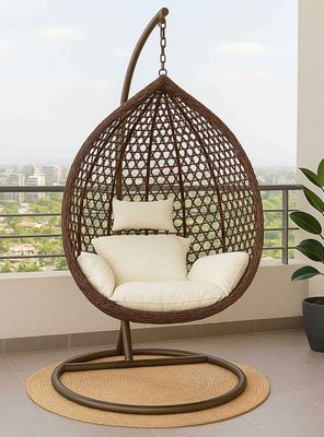 Silla Colgante Hawái M Chocolate Cojín Marfil