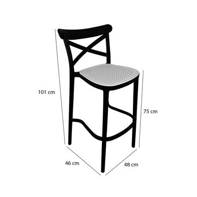 Imagen 2 del producto Pack 4 taburetes bar Crossback Negra asiento beige