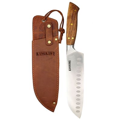 Imagen 2 del producto Cuchillo 7"" Santoku Pirihueico Con Funda De Cuero Café