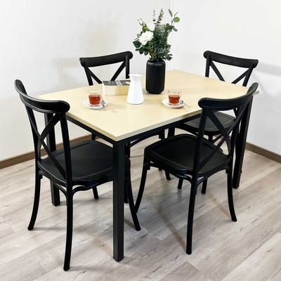 Imagen 2 del producto Juego de Comedor New York + 4 Sillas Crossback Retro negras