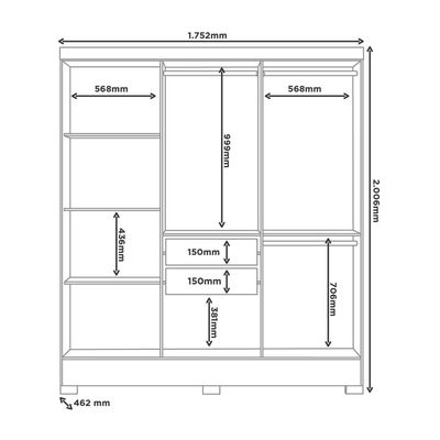 Imagen 2 del producto Closet 6 puertas Nativo Marrocos/ Off white 200,6x46,2x175,2 
