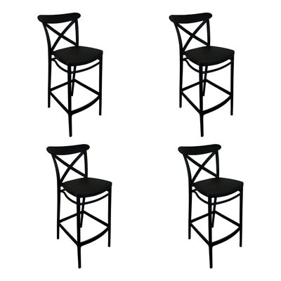 Pack 4 taburetes Bar Crossback negra
