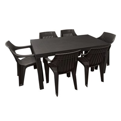 Juego de Comedor Terraza Macao Chocolate 155x90 cm 6 Sillas