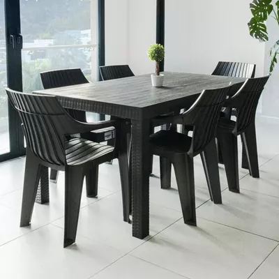 Imagen 2 del producto Juego de Comedor Terraza Macao Chocolate 155x90 cm 6 Sillas