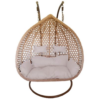 Silla Colgante Hawái XXL Caramelo Cojín Marfil