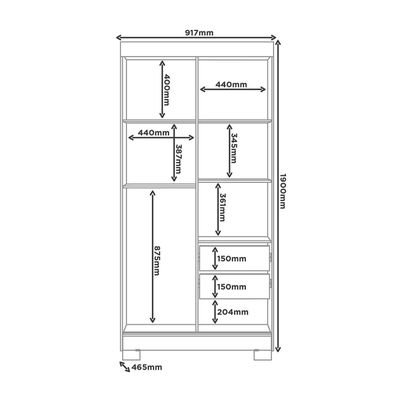 Imagen 2 del producto Closet 2 puertas corredera Lumière 190x46,5x 91,7