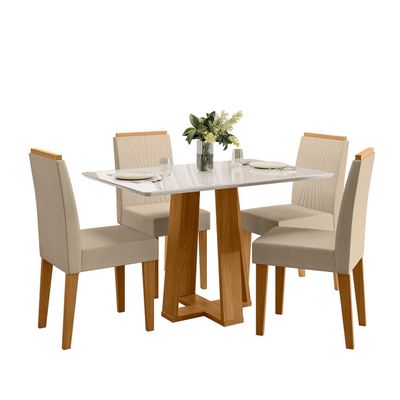 Imagen 1 del producto Juego de comedor Provence 4 sillas vidrio Off White 120 x 80 x 80 cm