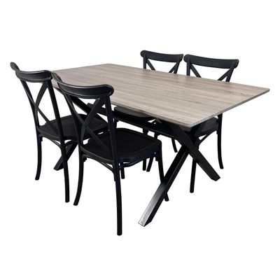 Imagen 2 del producto Juego de comedor Vermont 4 sillas crossback negras