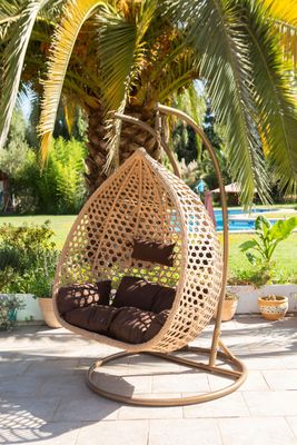 Imagen 2 del producto Silla Colgante Hawái XXL Caramelo Cojín Café