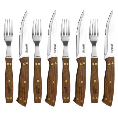 SET DE 4 CUCHILLOS DE 5"" Y 4 TENEDORES PARA ASADO