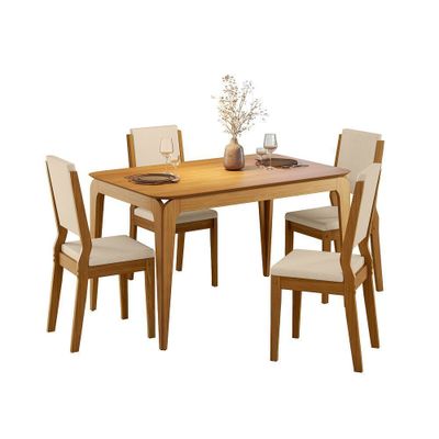 Imagen 2 del producto Juego de Comedor 4 sillas Arezzo 1.20 Beige 80 x 120 x 80 cm