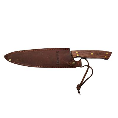 CUCHILLO 8"" PARRILLERO CON FUNDA DE CUERO CAFÉ