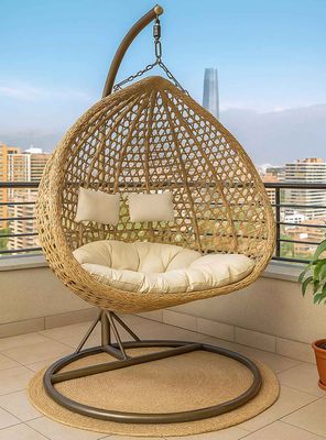 Silla Colgante Hawái XL Caramelo Cojín Marfil