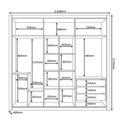 Imagen 2 del producto Closet 6 puertas Atelier Marrocos/ Off white 217x46,8x229,8