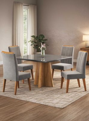 Imagen 1 del producto Juego de comedor 4 sillas Hera Gris 77,6 x 90 x 90 cm