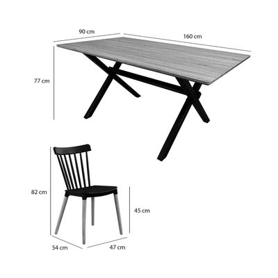 Imagen 2 del producto Juego de comedor Vermont 4 sillas Windsor negras