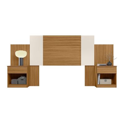 Set respaldo mas velador 1,5 a 2 PL Bergamo Freijo Off white