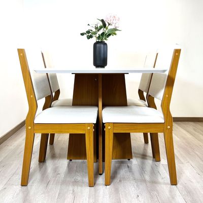 Imagen 2 del producto Juego de comedor Encanto 120x80 cm Vidrio 4 sillas Beige