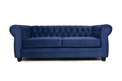Sofá Chesterfield 3C Velvet Azul