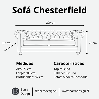 Imagen 2 del producto Sofá Chesterfield 3C Velvet Azul