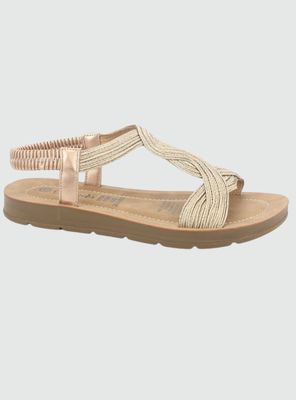 Sandalia Chalada Mujer Quina-2 Dorado Plano