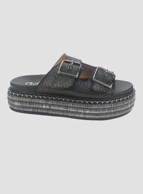 Sandalia Chalada Mujer Yukon-15 Negro Plataforma Poki