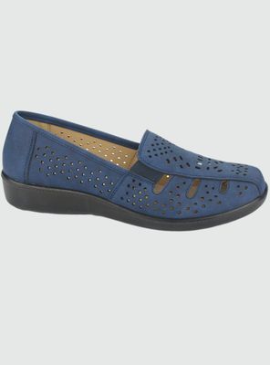 Mocasin Dorette Mujer Deco-1 Azul Comfort