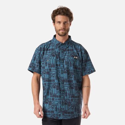 Camisa Hombre Cumbre Manga Corta Print Turquesa Haka Honu V26