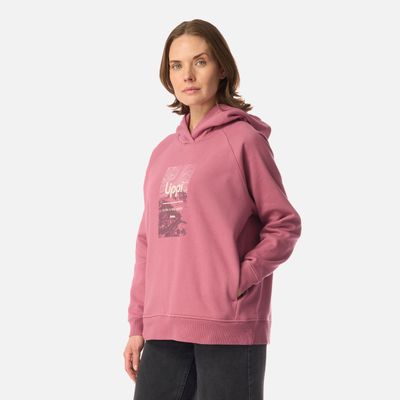 Imagen 2 del producto Polerón Mujer Insigne Hoody Sweatshirt Front Print Rosa Oscuro Lippi