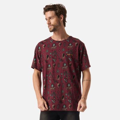 Polera Hombre Esoterica Print Burdeo Haka Honu V26