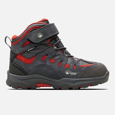 Botín Niño Puelo Cs Hi Velcro Gris Medio/Rojo Lippi I25