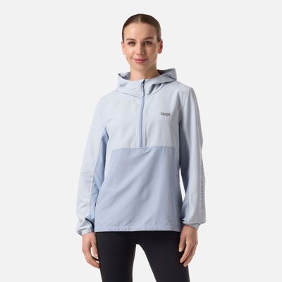 Chaqueta Mujer Nightfall Windbreaker 1/4 Zip Hoody Jacket Celeste V26