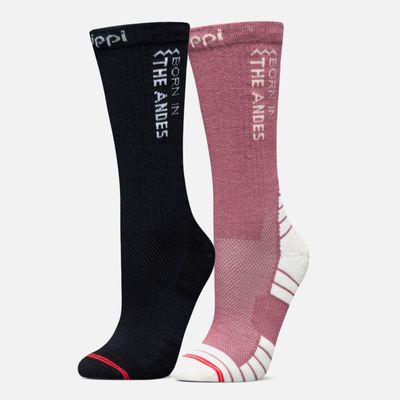 Calcetines Mujer Duo Trekking Light Pack Negro Rosado Oscuro Lippi V26