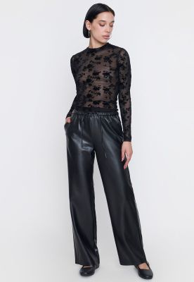 Pantalón Mujer Negro Ecocuero Corona