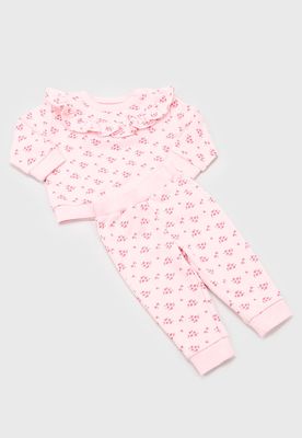 Conjunto Bebe Niña Poleron + Buzo Rosado Corona