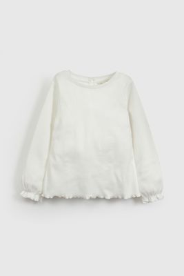 Polera Blanca Manga Recogida De Niña POPU2009V26