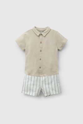 Conjunto Beige Camisa Y Short De Niño COAL0376V26