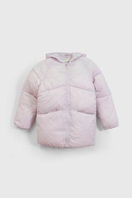 Parka Morada Acolchada con bolsillos y cierre para Niña