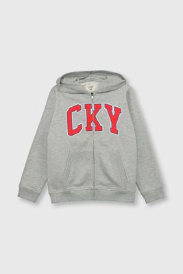 Imagen 1 del producto Polerón Gris de polycotton con Cierre y Gorro para Niño 6533