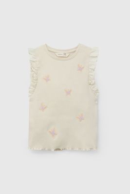 Imagen 2 del producto Polera Beige Bordado Mariposas De Niña POPU2277V26