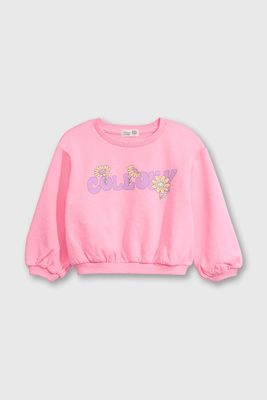 Imagen 1 del producto Polerón Fucsia Holgado de polycotton Estampado para Bebé