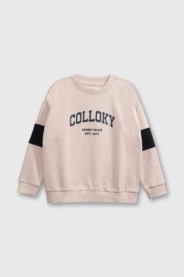 Polerón Beige Hombro Caído de polycotton Estampado para Niño