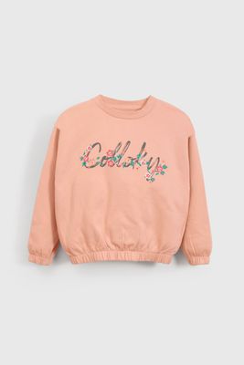 Polerón Rosado Hombro Caído de polycotton Estampado para Niña