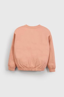 Imagen 2 del producto Polerón Rosado Hombro Caído de polycotton Estampado para Niña