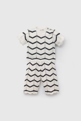 Conjunto Rayas Beige Lana De Niña COLA0275V26