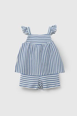 Conjunto Azul Polera Y Short De Niña COJE0651V26