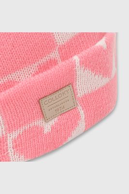 Imagen 2 del producto Gorro Tejido con Pompón de Corazones Rosado para Niña de 2 a 12 años