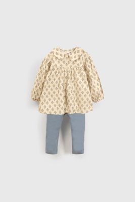 Conjunto Vestido Cotele y Pata Flores