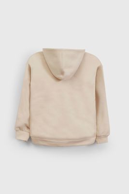 Imagen 2 del producto Polerón Beige Hombro Caído de polycotton con Gorro Forrado y Cierre