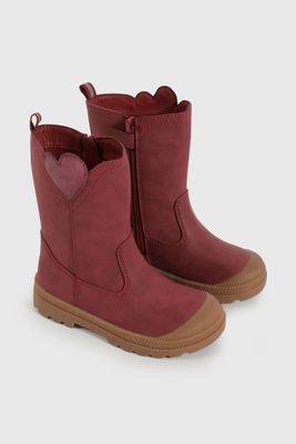 Bota Caminante de Niña Rojo Caña Alta con Cierre Edad 12 a 4 años